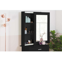 Evelyn Single Drawer Black Dressing Table Set with Sliding Mirror - Size: 39 x 73 x 170cm - Birlea - Wilko - thumbnail 7