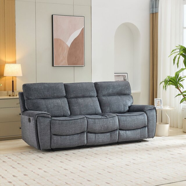 Cancun Reclining Sofa - Grey/3 - Size: 3 Seater - Wilko - image 1