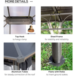 Outsunny 3.6 x 3m Grey Hardtop Gazebo with Curtains - Size: 3 x 4m - Wilko - thumbnail 6