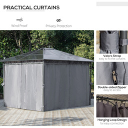 Outsunny 3.6 x 3m Grey Hardtop Gazebo with Curtains - Size: 3 x 4m - Wilko - thumbnail 7