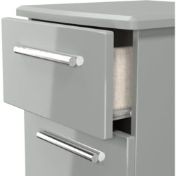 Crowndale Knightsbridge 2 Drawer Grey Gloss and Dusk Grey Compact Bedside Cabinet Ready Assembled - Grey Gloss & Dusk Grey - Wilko - thumbnail 7