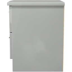 Crowndale Knightsbridge 2 Drawer Grey Gloss and Dusk Grey Compact Bedside Cabinet Ready Assembled - Grey Gloss & Dusk Grey - Wilko - thumbnail 5