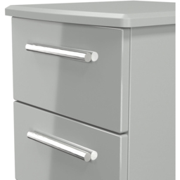 Crowndale Knightsbridge 2 Drawer Grey Gloss and Dusk Grey Compact Bedside Cabinet Ready Assembled - Grey Gloss & Dusk Grey - Wilko - thumbnail 6