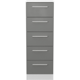 Crowndale Contrast 5 Drawer Dusk Grey and White Tall Bedside Cabinet Ready Assembled - Dusk Grey & White - Wilko - thumbnail 4