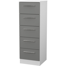 Crowndale Contrast 5 Drawer Dusk Grey and White Tall Bedside Cabinet Ready Assembled - Dusk Grey & White - Wilko - thumbnail 3