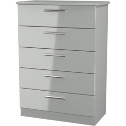 Crowndale Knightsbridge 5 Drawer Grey Gloss and Dusk Grey Chest of Drawers Ready Assembled - Grey Gloss & Dusk Grey - Wilko - thumbnail 4