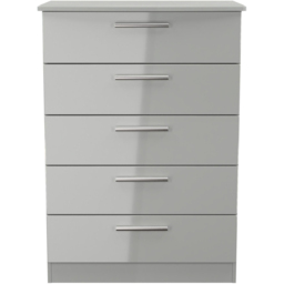 Crowndale Knightsbridge 5 Drawer Grey Gloss and Dusk Grey Chest of Drawers Ready Assembled - Grey Gloss & Dusk Grey - Wilko - thumbnail 3