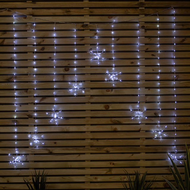 Samuel Alexander FlexiBrights 267 White LED Snowflake Clear Cable Curtain Light 1.2 x 1.2m - Size: 15 x 120 x 10cm - Wilko - image 1