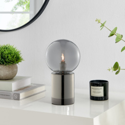 Furniturebox Heidi Industrial Smoked Glass and Silver Table Lamp - Size: 12 x 12 x 22cm - Grey - Wilko - thumbnail 7