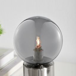 Furniturebox Heidi Industrial Smoked Glass and Silver Table Lamp - Size: 12 x 12 x 22cm - Grey - Wilko - thumbnail 3
