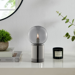 Furniturebox Heidi Industrial Smoked Glass and Silver Table Lamp - Size: 12 x 12 x 22cm - Grey - Wilko - thumbnail 6