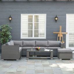 Outsunny 8 Seater Grey Rattan Sofa Lounge Set - Wilko - thumbnail 1
