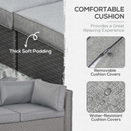 Outsunny 8 Seater Grey Rattan Sofa Lounge Set - Wilko - thumbnail 6