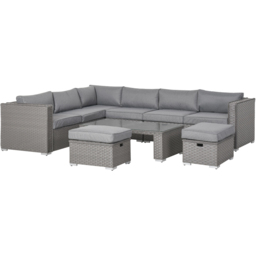 Outsunny 8 Seater Grey Rattan Sofa Lounge Set - Wilko - thumbnail 3