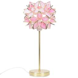 ValueLights Charlie Pink Flower Shade Gold Table Lamp and Bulb - Size: 47 x 21 x 21cm - Wilko