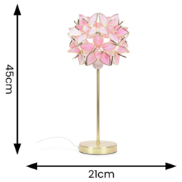 ValueLights Charlie Pink Flower Shade Gold Table Lamp and Bulb - Size: 47 x 21 x 21cm - Wilko - thumbnail 6