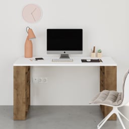 Decortie Labirent Bookshelf Leg Modern Computer Desk White and Oak Effect - Size: 75 x 137 x 60cm - Multi - Wilko - thumbnail 5