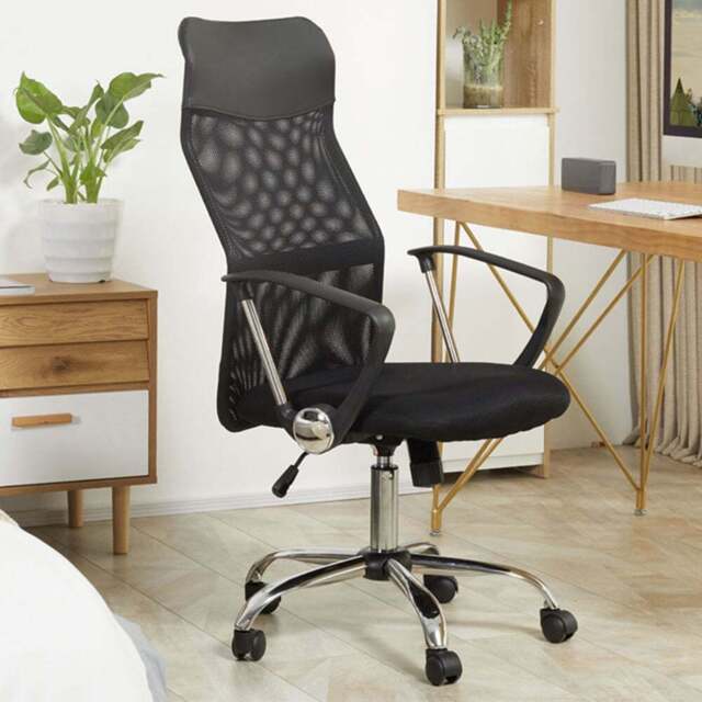 Portland Black Faux Leather and Mesh Swivel Office Chair - Size: 63 x 65 x 119cm - Wilko - image 1