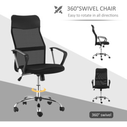 Portland Black Faux Leather and Mesh Swivel Office Chair - Size: 63 x 65 x 119cm - Wilko - thumbnail 7