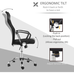 Portland Black Faux Leather and Mesh Swivel Office Chair - Size: 63 x 65 x 119cm - Wilko - thumbnail 6