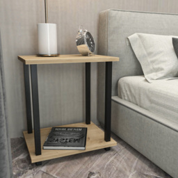 Decorotika Gurnee Black and Oak Side Table - Size: 48 x 45 x 35cm - Multi - Wilko - thumbnail 7