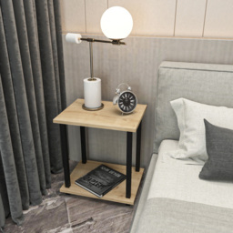 Decorotika Gurnee Black and Oak Side Table - Size: 48 x 45 x 35cm - Multi - Wilko - thumbnail 6