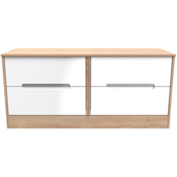 Crowndale Monaco 4 Drawer White Gloss and Bardolino Oak Bed Box Ready Assembled - White Gloss & Bardolino Oak - Wilko - thumbnail 3