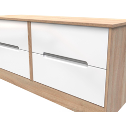 Crowndale Monaco 4 Drawer White Gloss and Bardolino Oak Bed Box Ready Assembled - White Gloss & Bardolino Oak - Wilko - thumbnail 6