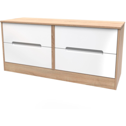 Crowndale Monaco 4 Drawer White Gloss and Bardolino Oak Bed Box Ready Assembled - White Gloss & Bardolino Oak - Wilko - thumbnail 4