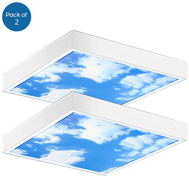 ENER-J 2 Piece 40W SKY LED Backlit Ceiling Panel Set 600 x 600mm - Size: 63 x 64.5 x 64.5cm - White - Wilko - image 1