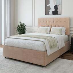 Bedmaster King Size Mink Naples Linen Divan Base with Lona Headboard - Brown - Wilko