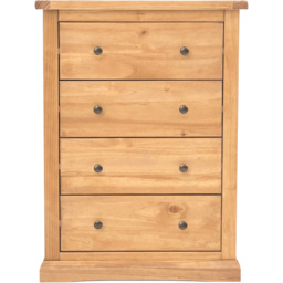 Cabinet Bits Lucca 4 Drawer Antique Wax Brass Knob Chest of Drawers - Brown - Wilko - thumbnail 3