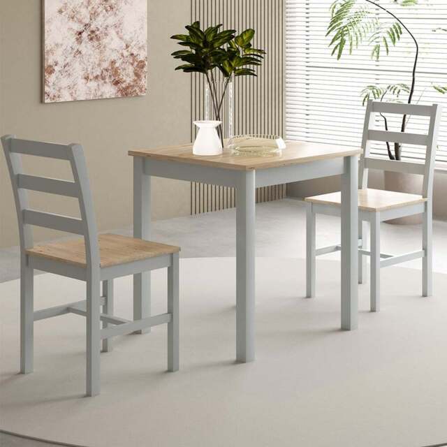 Comfy Living 2 Seater Wooden Dining Set Grey and Natural - Wilko - image 1