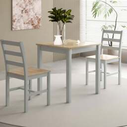 Comfy Living 2 Seater Wooden Dining Set Grey and Natural - Wilko - thumbnail 5