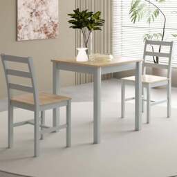 Comfy Living 2 Seater Wooden Dining Set Grey and Natural - Wilko - thumbnail 1
