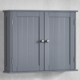 BATH VIDA Priano 2 Door Grey Wall Mounted Bathroom Cabinet - Size: 50 x 60 x 15cm - Wilko