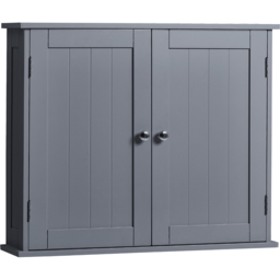 Bath Vida Priano 2 Door Grey Wall Mounted Bathroom Cabinet - Size: 50 x 60 x 15cm - Wilko - thumbnail 3