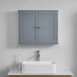 Bath Vida Priano 2 Door Grey Wall Mounted Bathroom Cabinet - Size: 50 x 60 x 15cm - Wilko - thumbnail 5