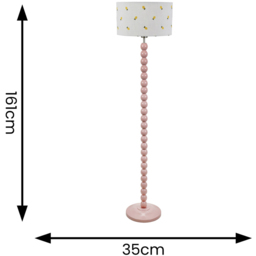 ValueLights Bobbins Lemon Embroidered Drum Shade Painted Rose LED Floor Lamp - Pink - Wilko - thumbnail 5
