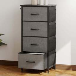 HOMCOM 4 Drawer 4 Side Pockets 2 Hooks Charcoal Grey Fabric Chest of Drawers - Wilko