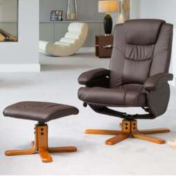 Artemis Home Severn Brown Massage and Heat Swivel Recliner Chair with Footstool - Size: Single - Wilko