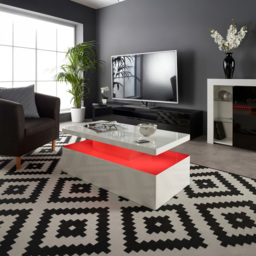 MMT Furniture Designs High Gloss White Rectangle Coffee Table with LED Lights - Size: 39 x 100 x 50cm - Wilko - thumbnail 7