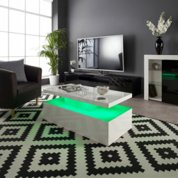MMT Furniture Designs High Gloss White Rectangle Coffee Table with LED Lights - Size: 39 x 100 x 50cm - Wilko - thumbnail 6