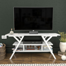 Decorotika Minerva Decorative 4 Open Shelf White TV Unit - Size: 55 x 120 x 35cm - Wilko - thumbnail 5