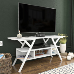 Decorotika Minerva Decorative 4 Open Shelf White TV Unit - Size: 55 x 120 x 35cm - Wilko - thumbnail 7