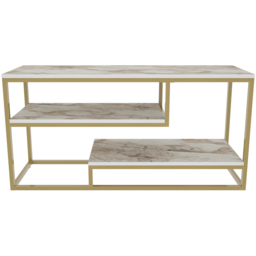 Decorotika Lorin 3 Shelf White Marble and Gold TV Unit - Size: 60 x 120 x 35cm - Multi - Wilko - thumbnail 3