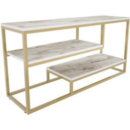 Decorotika Lorin 3 Shelf White Marble and Gold TV Unit - Size: 60 x 120 x 35cm - Multi - Wilko - thumbnail 6