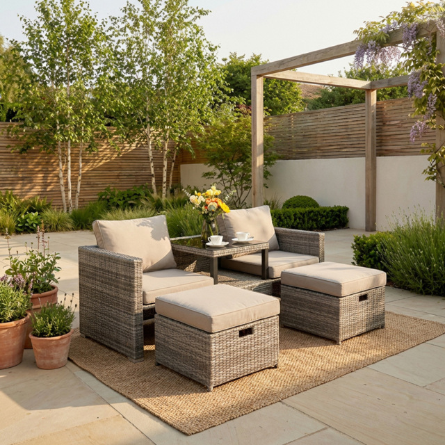 Malay Deluxe New Hampshire 2 Seater Grey Transformer Patio Set - Wilko - image 1