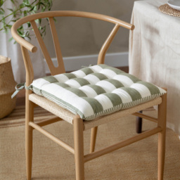 Yard Hayle Moss Striped Cotton Seat Pad 40 x 40cm 2 Pack - Size: 40 x 40 x 1cm - Green - Wilko - thumbnail 3