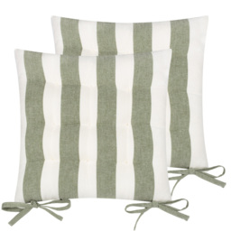 Yard Hayle Moss Striped Cotton Seat Pad 40 x 40cm 2 Pack - Size: 40 x 40 x 1cm - Green - Wilko - thumbnail 4